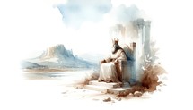 The King Solomon. Old Testament. Watercolor Biblical Illustration