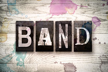 word band on wood background 