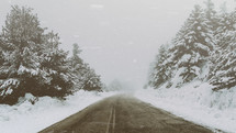 rural road line with snow 