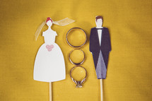 wedding rings - bride and groom stick figures  