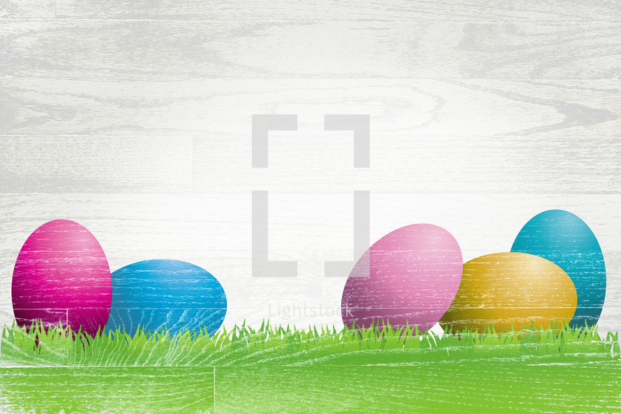 Easter Eggs and wooden texture 