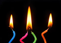 melting wax on colorful birthday candles 