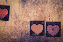 three wood hearts 