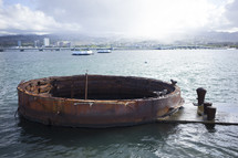 Remains of the U.S.S. Arizona in Pearl Harbor, Hawaii