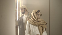 Pregnant Mary and Joseph.