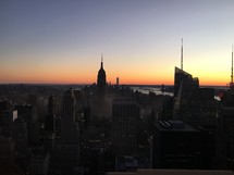empire state building silhouette at sunset 