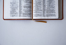 open Bible on a white background 