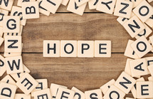 hope in scrabble pieces