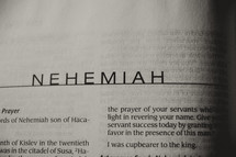 Open Bible in the bok of Nehemiah