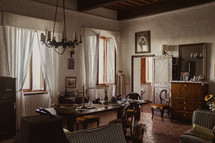 dining room in a home in Italy 