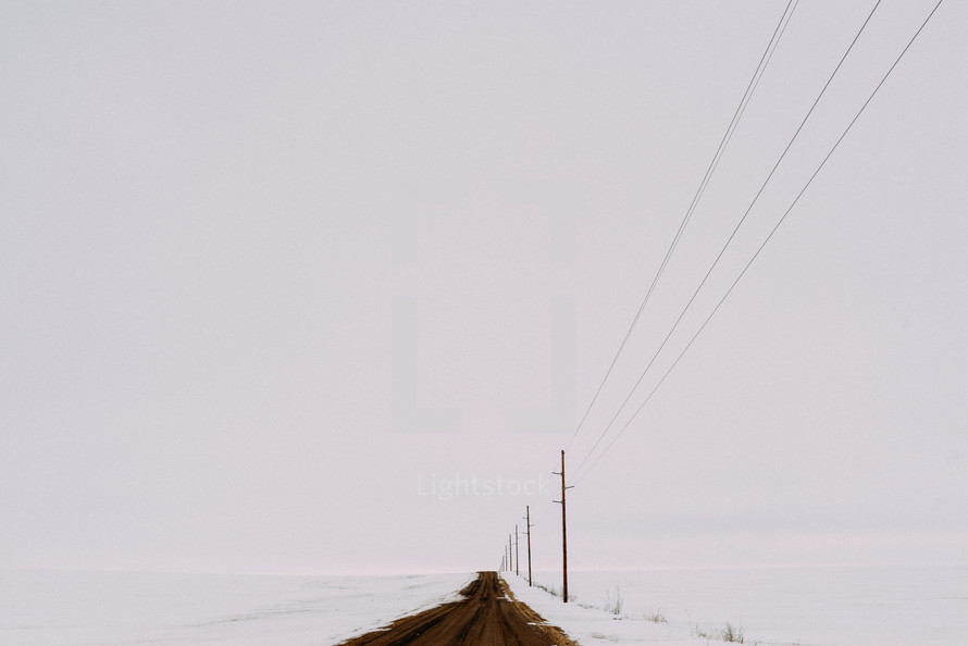 dirt road and snow 