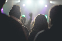 Silhouette of a concert audience.