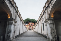 sloping walkway to a building in Rome 