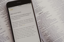 Bible study notes app and open Bible 