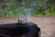 pot of water on campstove