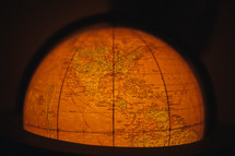 Illuminated world globe.