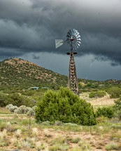 windmill on a stormy day 
