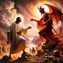The Devil tempting Jesus in the desert