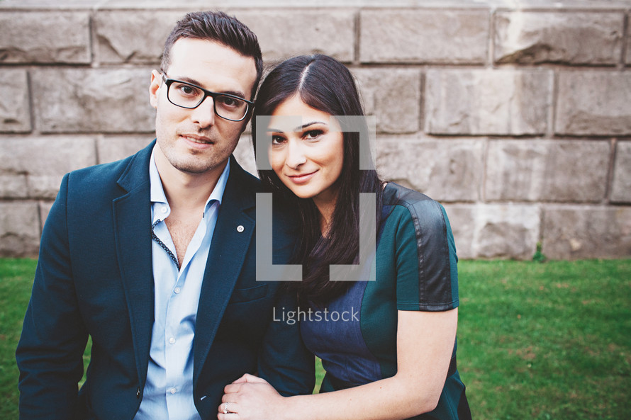 portrait of a couple in dress clothes 