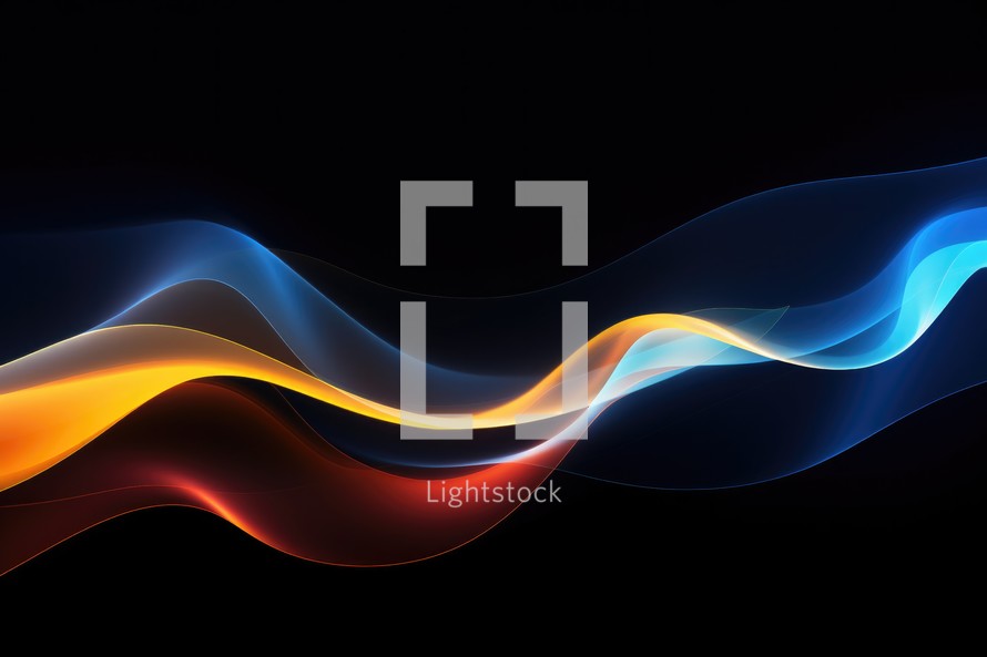 Abstract colorful smoke waves on black background with copy space for your text