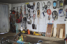an interior of a garage