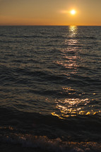 sunset over the ocean shore 