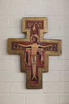 A piece of artwork in the shape of a cross - Depicting the crucifixion of Jesus