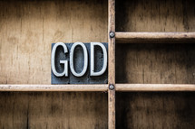word God on a bookshelf 