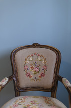 vintage cross-stitch chair top 