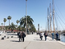 ships in a harbor in Barcelona 