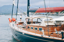 Private Yacht At Sea, Yacht Near The Coast