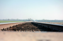 Railroad track through the countryside.