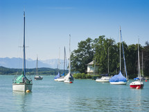 sailboats in a bay