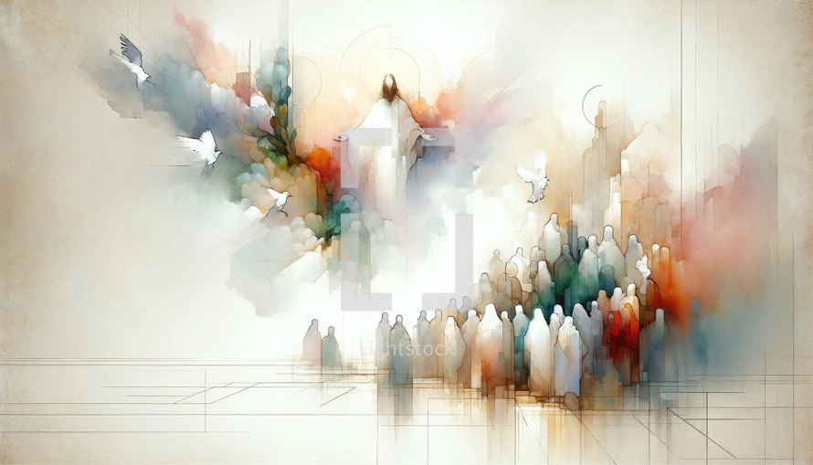 Confession of Peter: Proclamation as Christ. Digital watercolor painting.