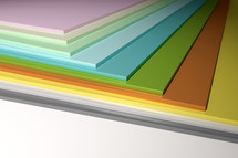stacked colorful chipboard 