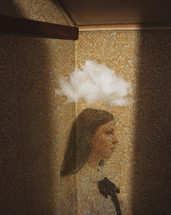 profile of a girl with cloud