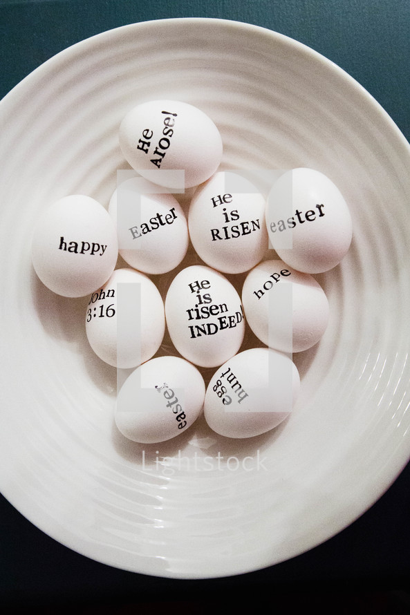 words on Easter eggs 
