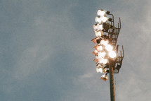 Pole with stadium lights.