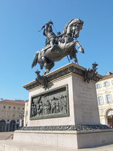 Caval ed Brons (Bronze Horse) monument in Piazza San Carlo square, Turin