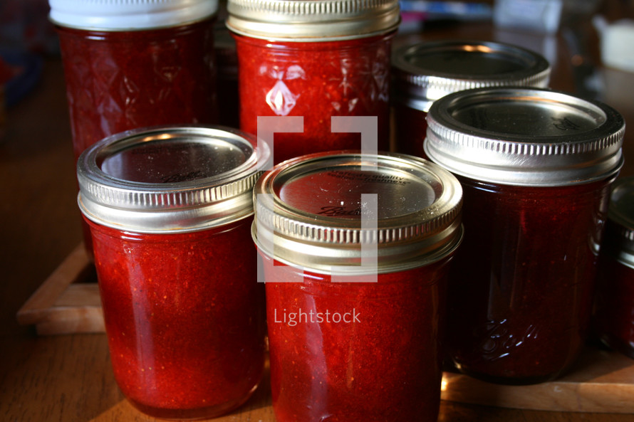 preserves and jam in mason jars 