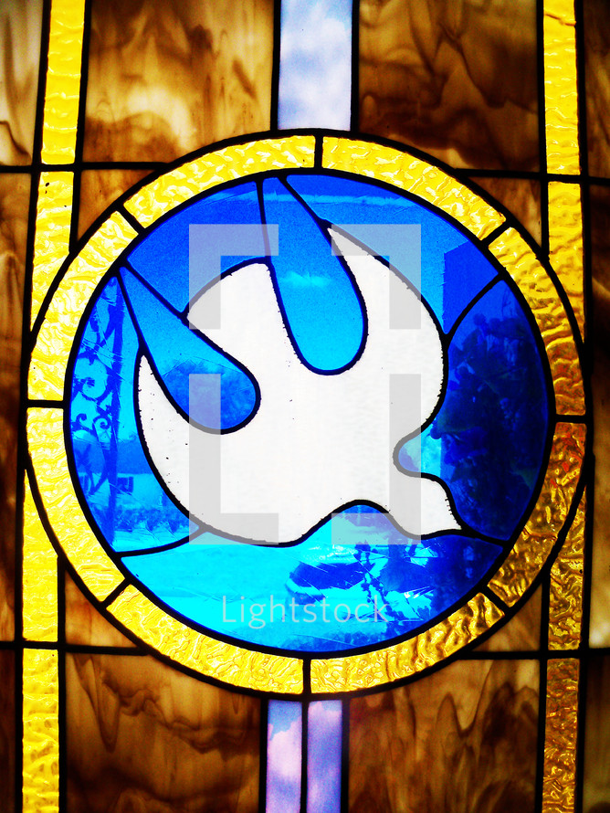 dove stained glass window 