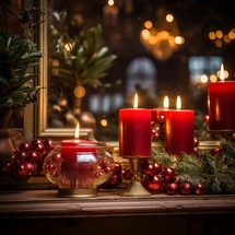 Christmas candles creating a festive atmosphere