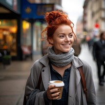 Red-haired woman  in scarf