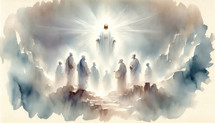 The Transfiguration of Jesus Christ. Watercolor Biblical Illustration