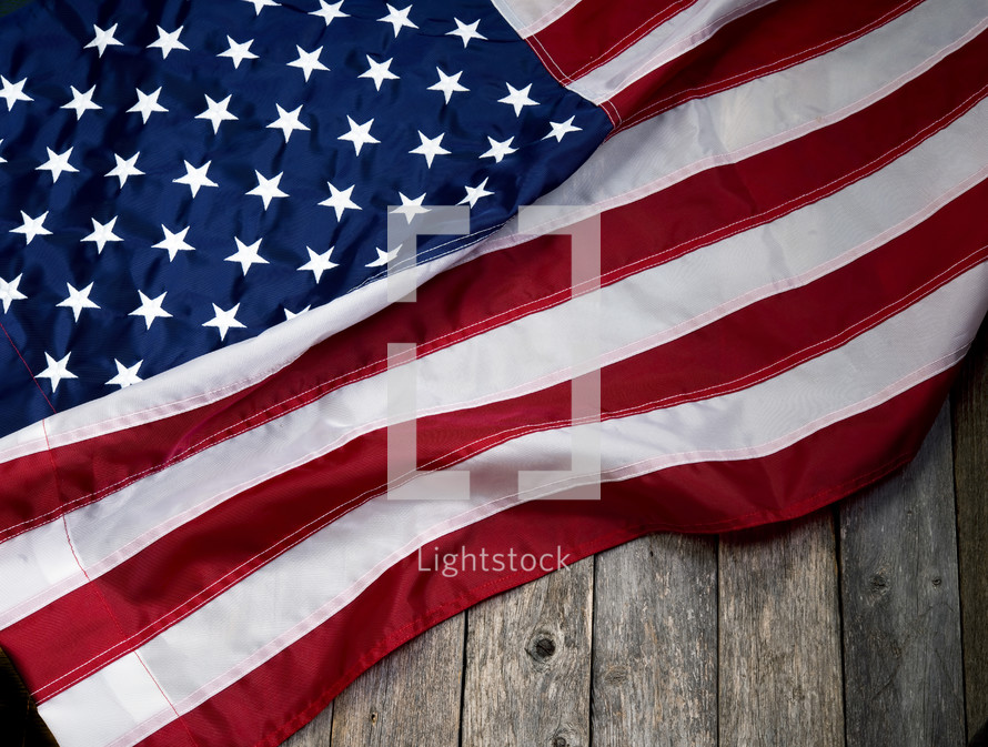 American flag on wood 
