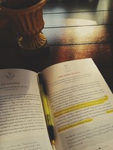 highlighted pages of a book 