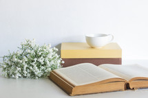 open Bible and coffee cup 