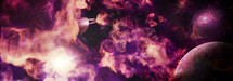 purple nebula with planets 