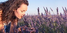 woman smelling lavender 