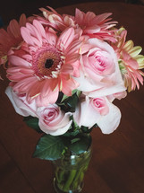 bouquet of pink flowers in a vase